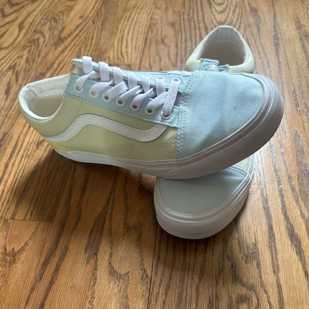 Size 7.0 VANS Old Skool Low Top "Pastel Block" Retro Sk8 Pink Blue Colorblock